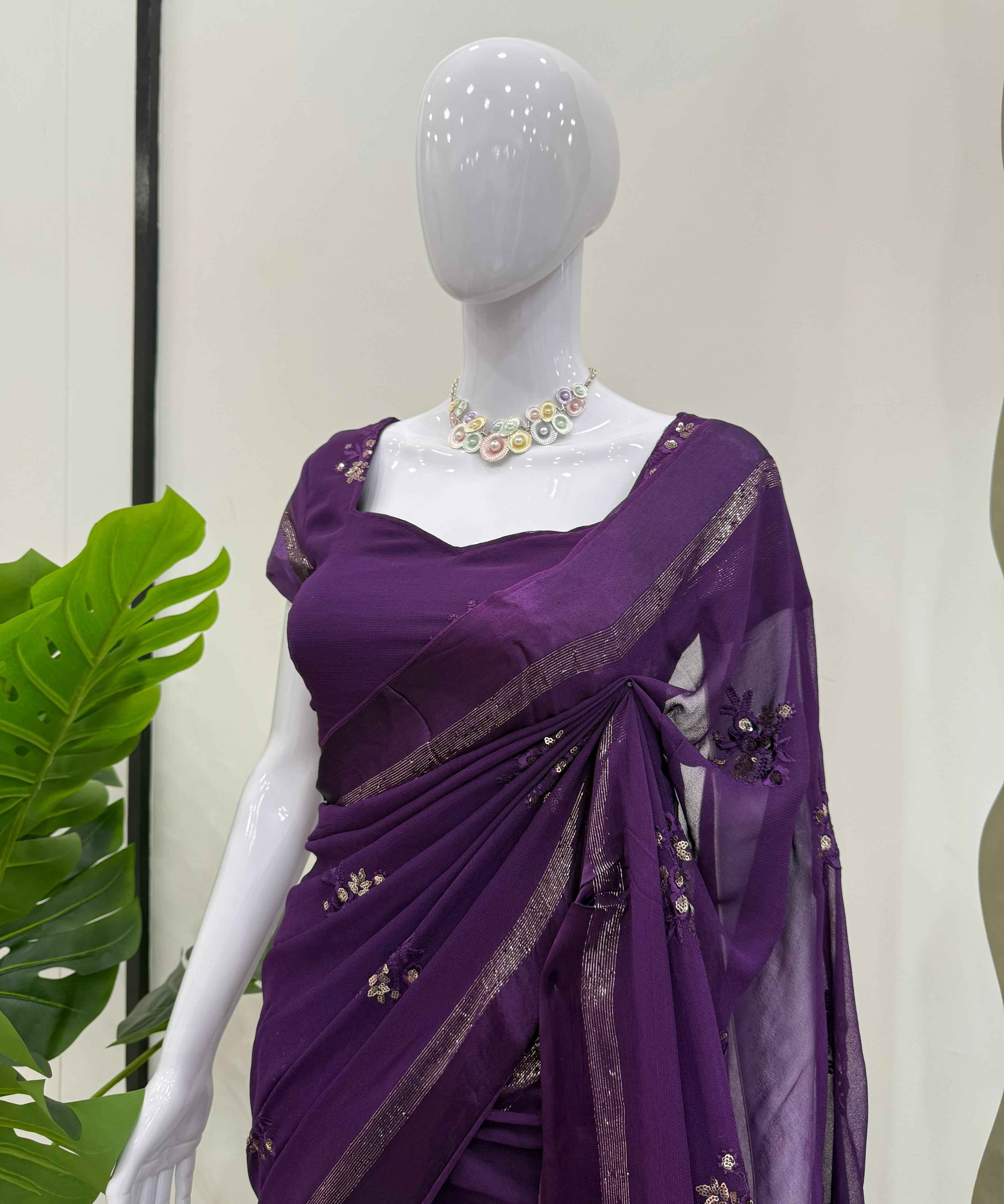 Wedding Wear Purple Color Kota Silk Saree For Women