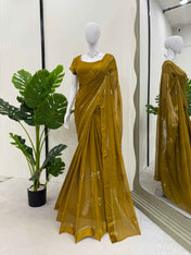 Party Wear Yellow Color Kota Silk Saree For Women