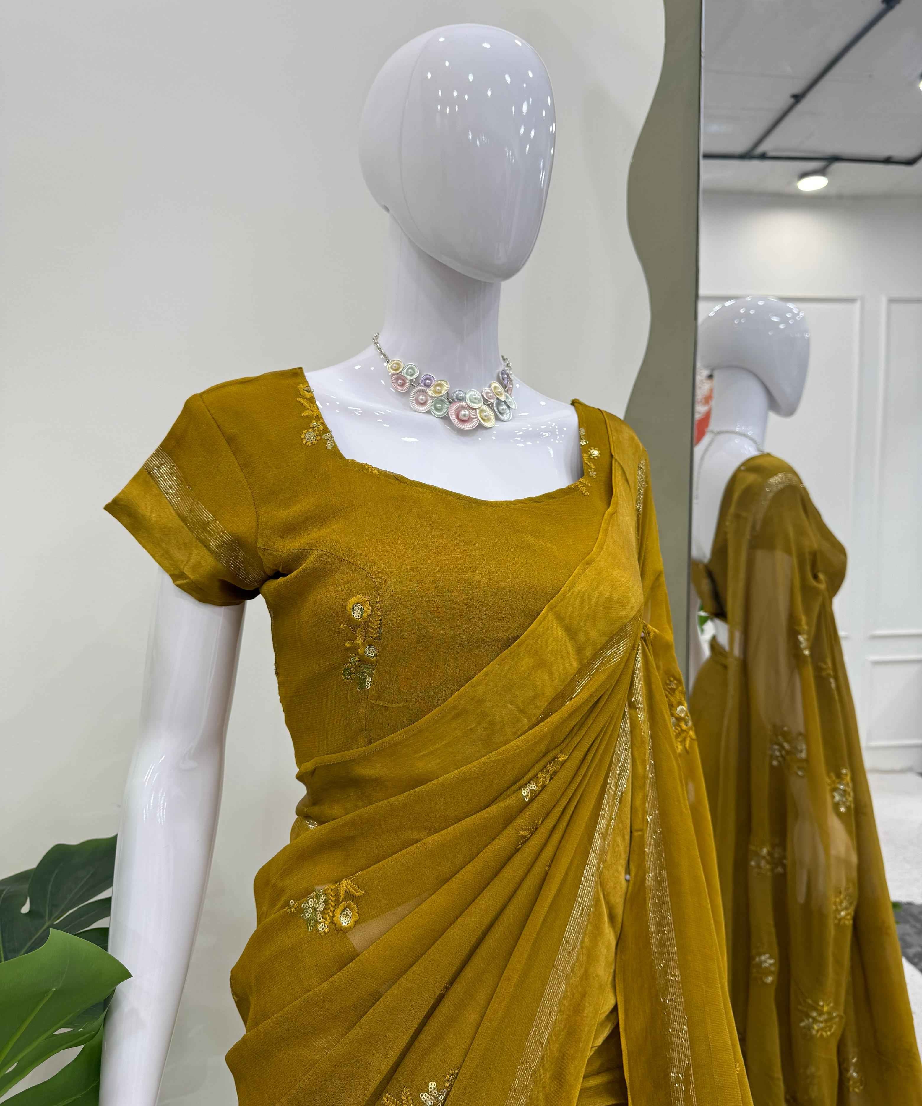 Party Wear Yellow Color Kota Silk Saree For Women