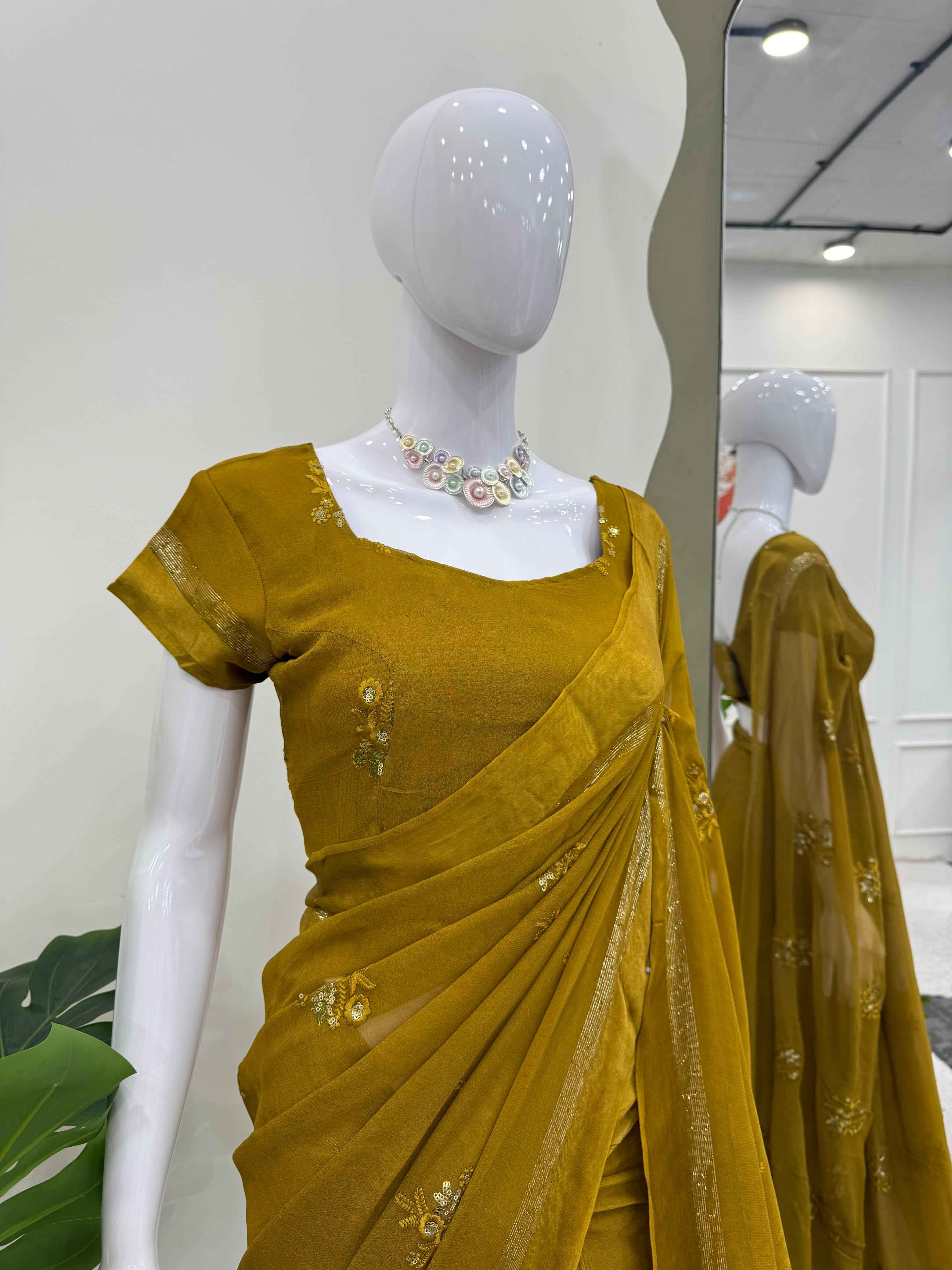 Party Wear Yellow Color Kota Silk Saree For Women