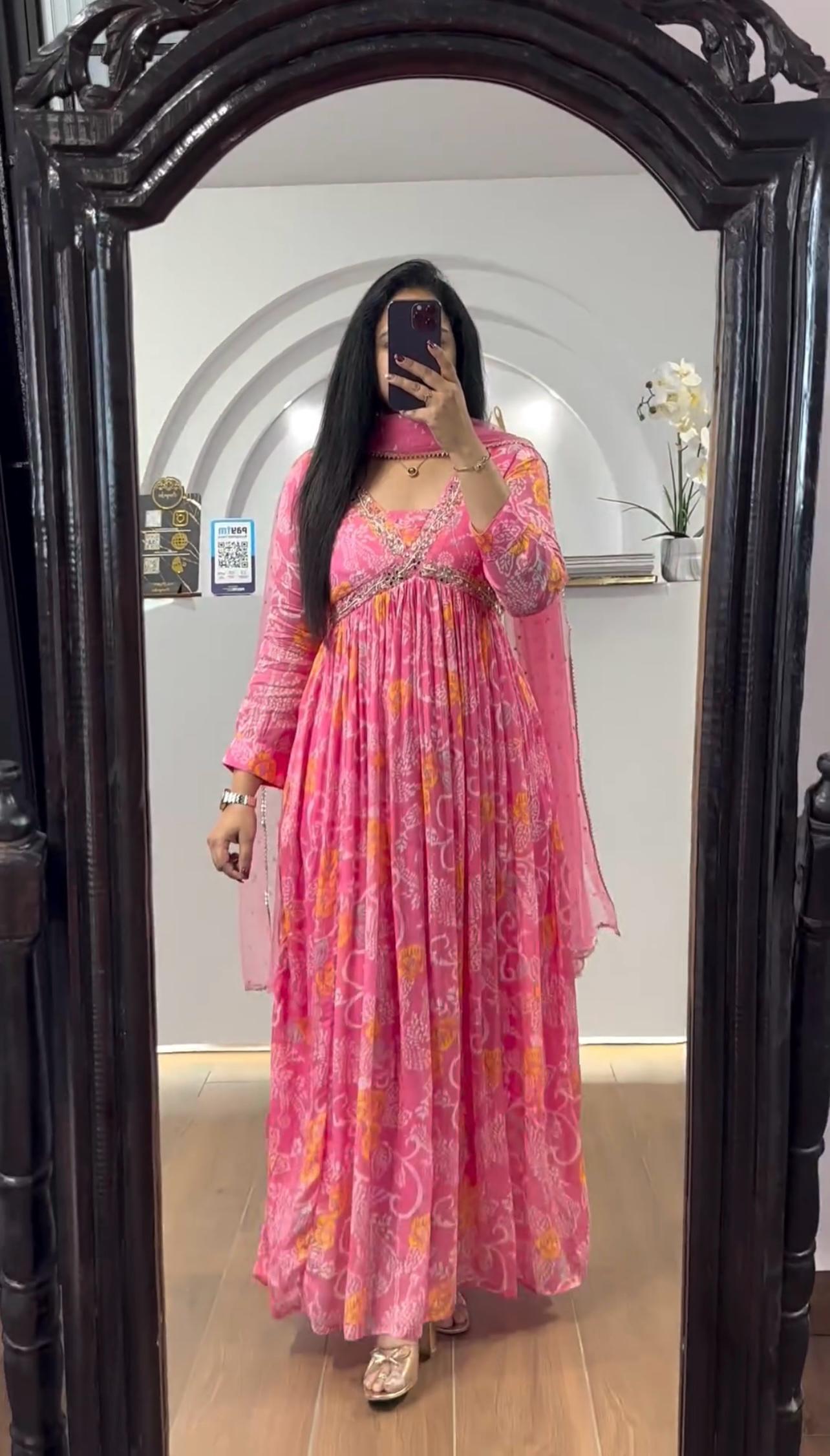 Wedding Wear Pink Color Gown For Girls
