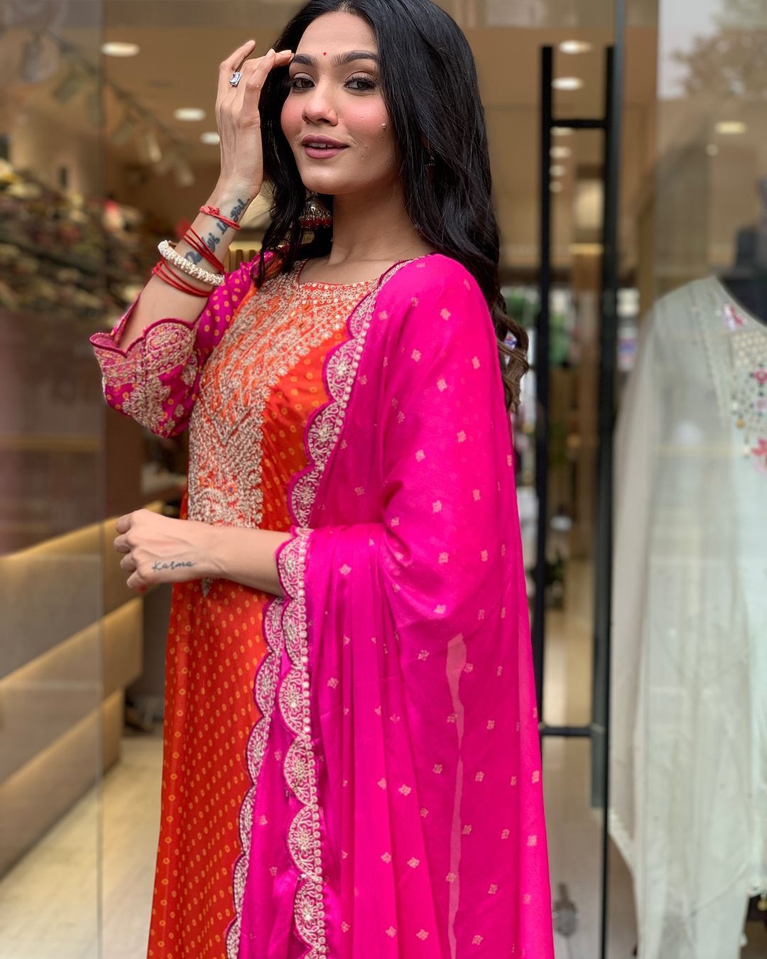 Wedding Wear Multi Color Silk Salwar Kameez For Girls