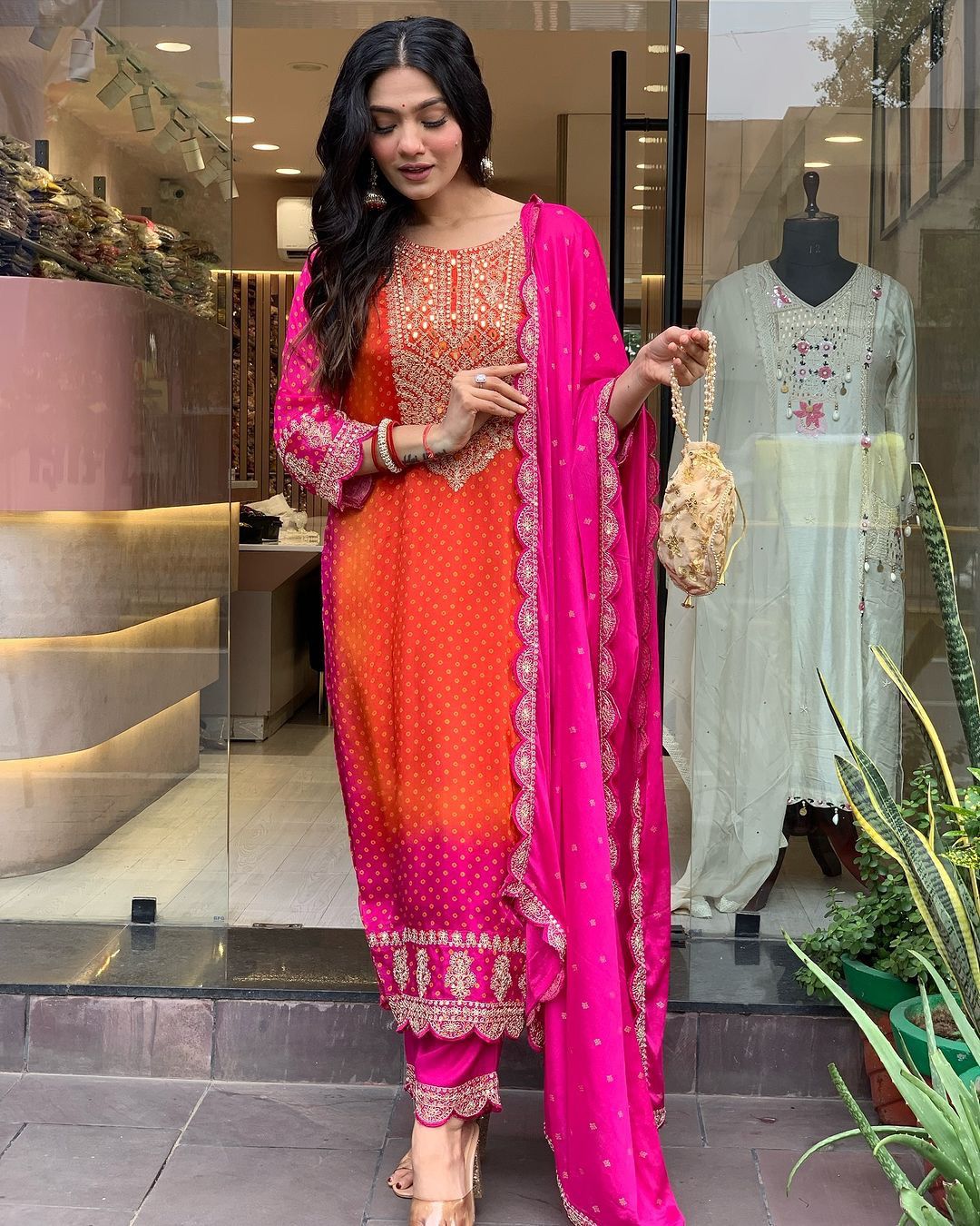 Wedding Wear Multi Color Silk Salwar Kameez For Girls