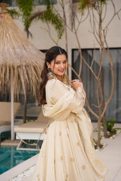 Wedding Wear White Color Georgette Gown For Girls