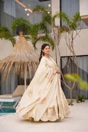 Wedding Wear White Color Georgette Gown For Girls