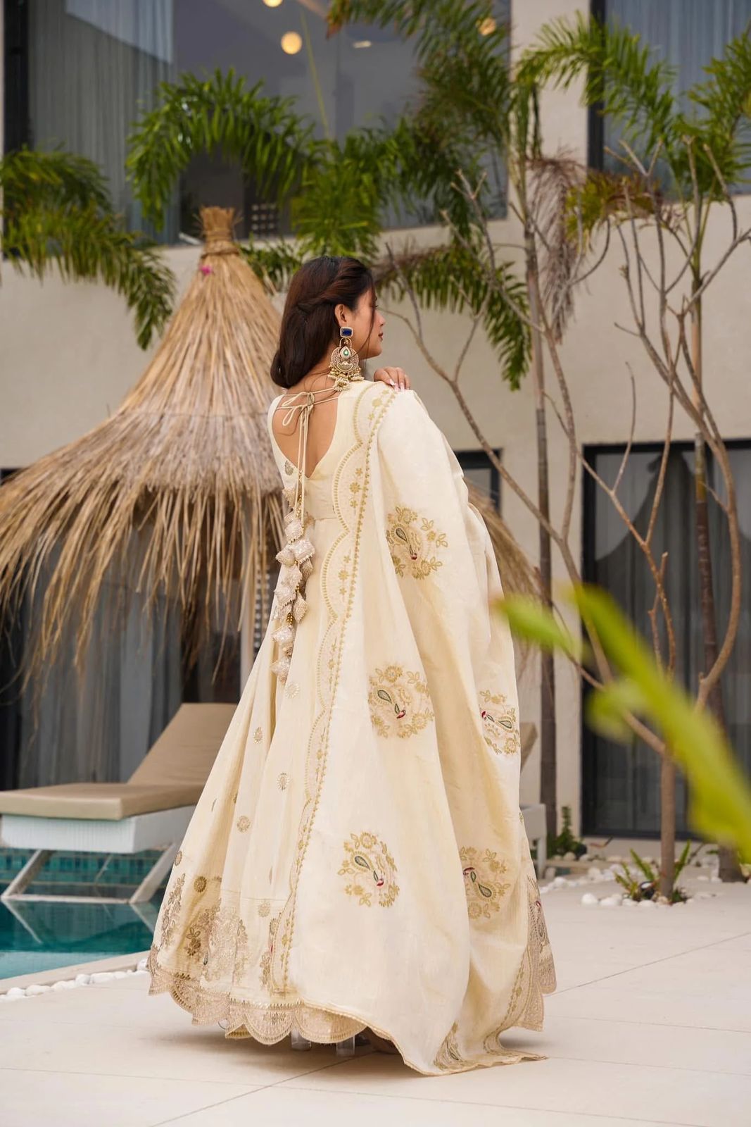Wedding Wear White Color Georgette Gown For Girls