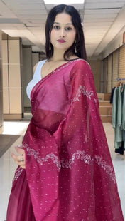 Wedding Wear Pink Color Jimmy Choo Saree For Girls