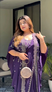 Wedding Wear Purple Color Jimmy Chu Saree For Girls