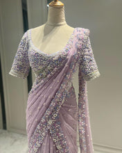 Wedding Wear Purple Color Soft Net Saree For Girls