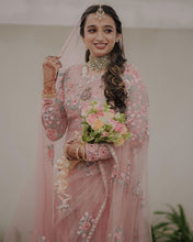 Party Wear Pink Color Soft Silk Saree For Girls