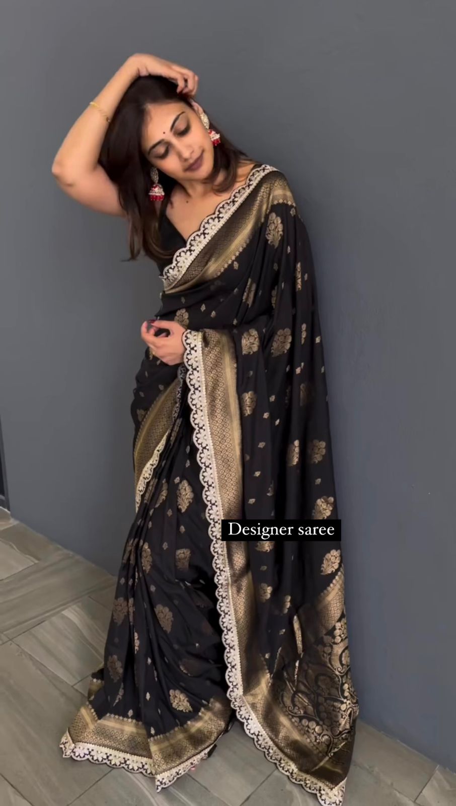 Party Wear Black Color Kota Silk Saree For Women