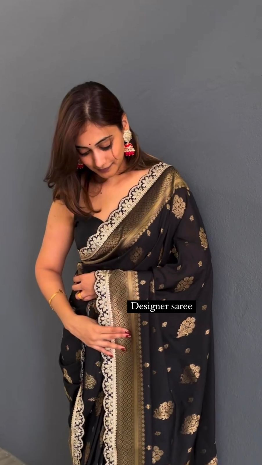 Party Wear Black Color Kota Silk Saree For Women