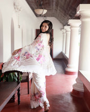 Wedding Wear White Color Faux Georgette Saree For Girls