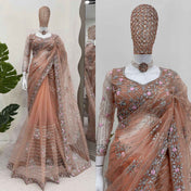 Wedding Wear Cream Color Kota Silk Saree For Girls