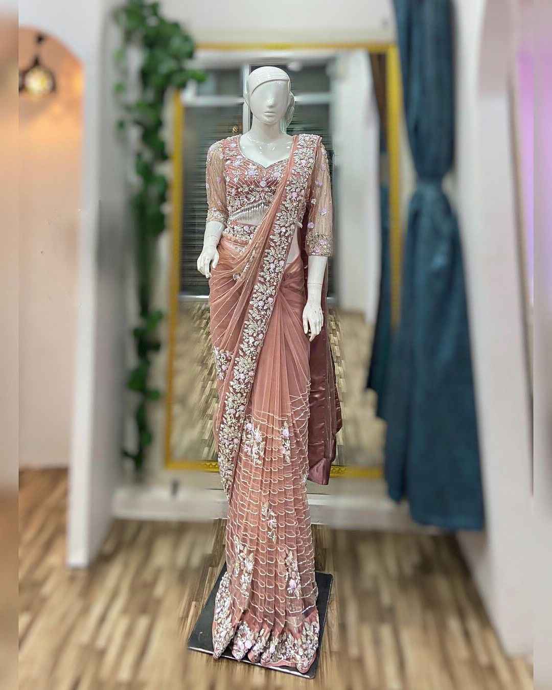 Wedding Wear Cream Color Kota Silk Saree For Girls