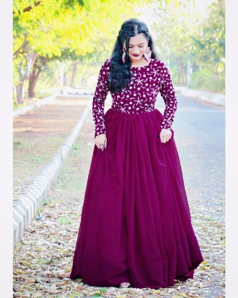 Latest Purple Color Fancy Gown Design 2024