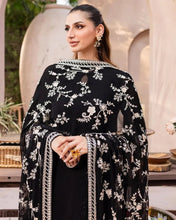 Midnight Black Embroidered Suit Set for Women