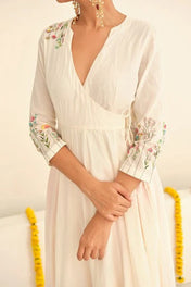 Elegant White & Pink Ombre Anarkali Kurta Set for Women