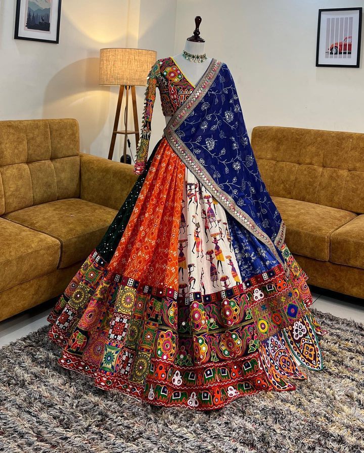 Multi Color Designer Navratri Lehenga Choli With Blouse