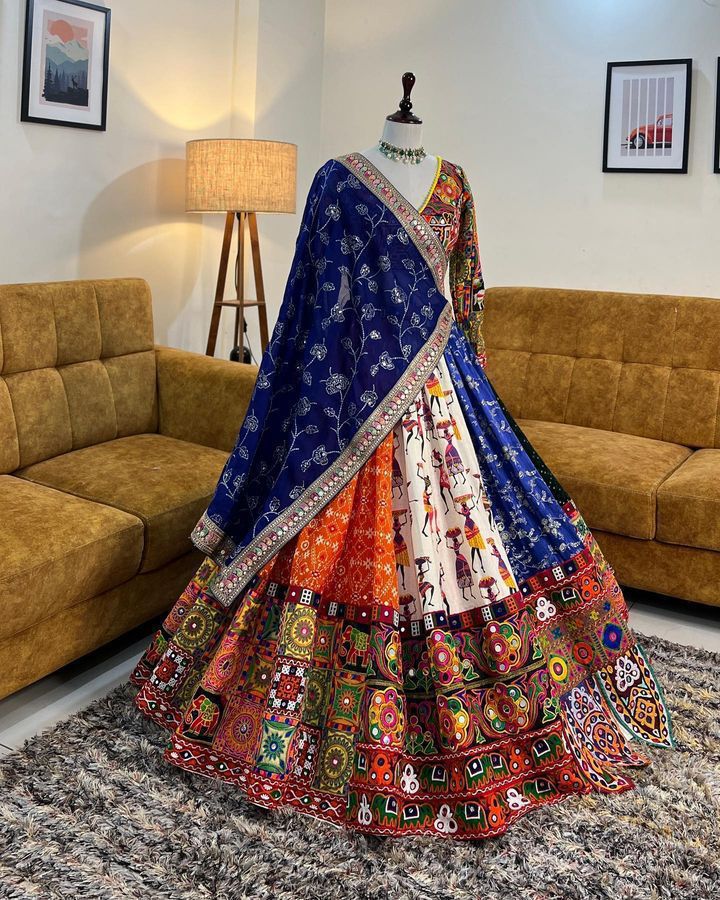 Multi Color Designer Navratri Lehenga Choli With Blouse