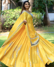 Ceremonious Kanjivaram Golden Yellow Color Lehenga Choli