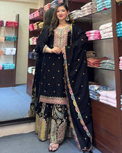 Party Wear Black Color Chinon Silk Kurti For Girls