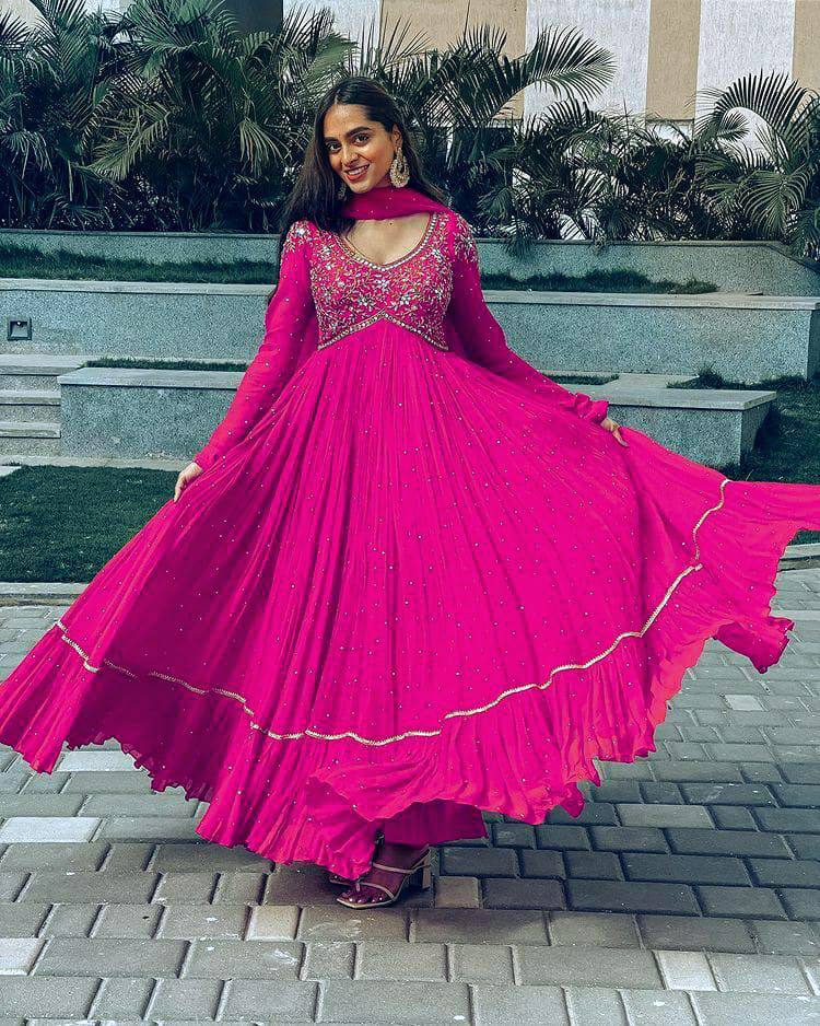 Beautiful Embroidered Ruffle Layer Gown Designs For Girls