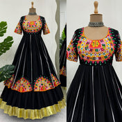 Party Wear Black Color Foux Gorgette Gown For Girls