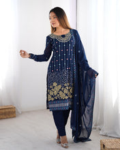 Party Wear Blue Color Faux Georgette Kurti For Girls