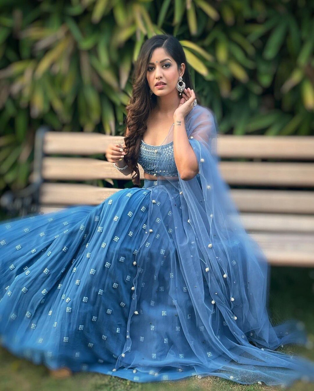 Party Wear Blue Color Faux Georgette Lehenga For Girls