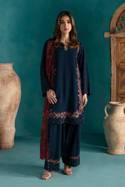 Party Wear Blue Color Pure Natural Crep Silk Suit For Girs