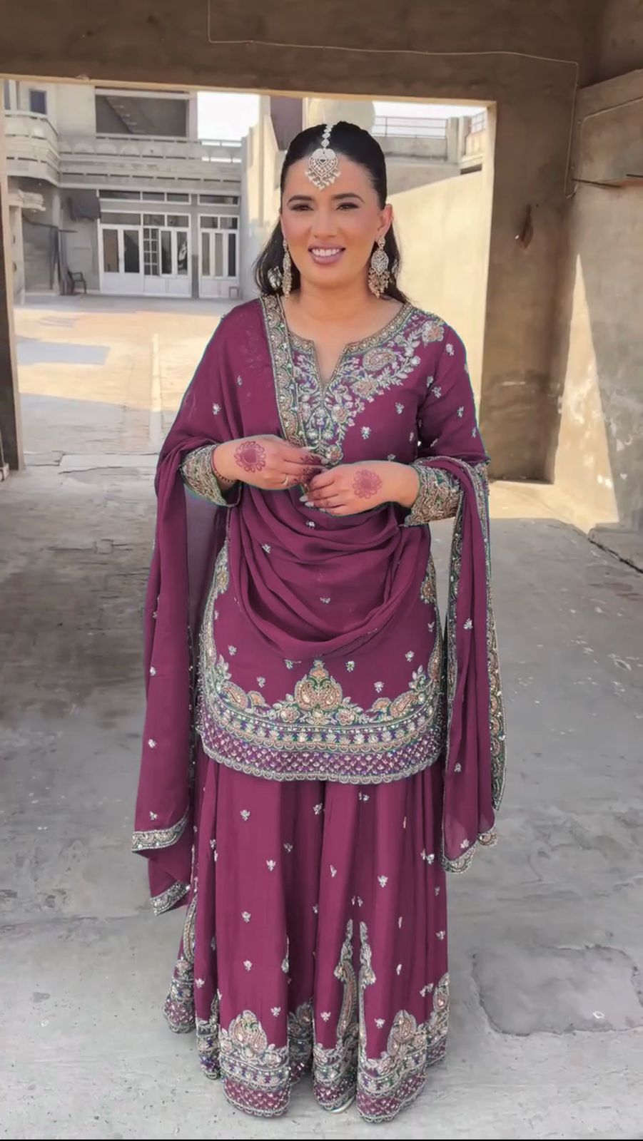 Party Wear Dark Pink Color Chinon Silk Salwar Kameez For Girls
