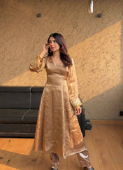 Party Wear Golden Color Jimmy Choo Kurti For Girls