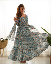 Party Wear Light Blue Color Heavy Fox Georgette Gown For Girls