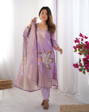 Party Wear Light Purple Color Chanderi Silk Kurti For Girls