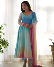 Party Wear Multi Color Heavy Fox Georgette Gown For Women