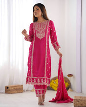Party Wear Pink Color Chinon Silk Kurti For Girls