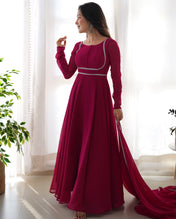 Party Wear Pink Color Heavy Soft Fox Georgette Gown For Girls