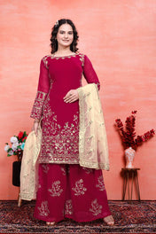 Party Wear Pink Color Natural Crep Silk Sharara For Girls