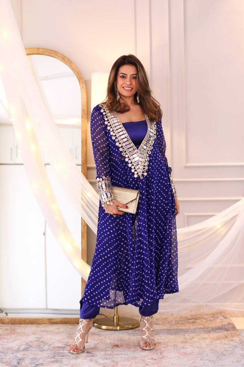 Party Wear Purple Color Chinon Silk Gown For Girls