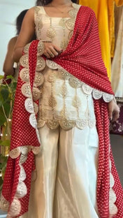 Party Wear White Color Heavy Tedy Crush Sharara For Women