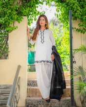 Party Wear White Color Roman Silk With Embroidery Kurti For Girls
