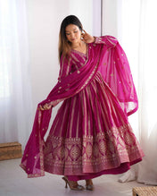 Party Wear Pink Color Star Georgette Gown For Girls