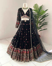 Wedding Wear Black Color Foux Gogette Lehenga For Girls