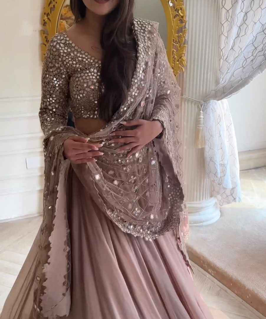 Wedding Wear Light Pink Color Georgette Lehenga Choli for girls