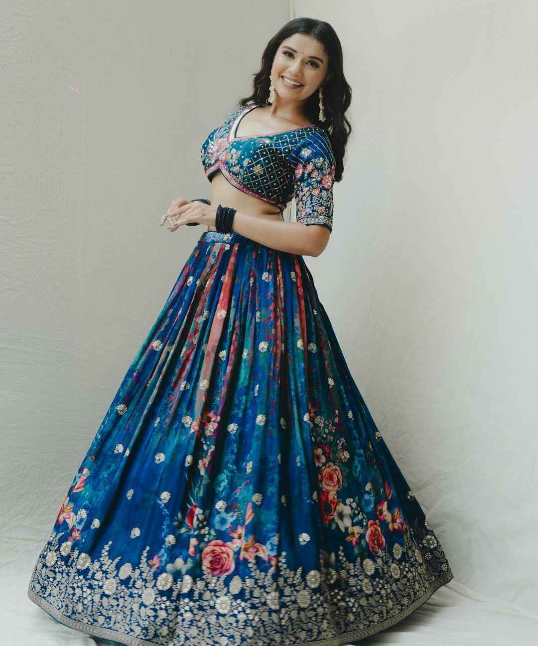 wedding wear Blue Color Georgette Lehenga Choli for girls