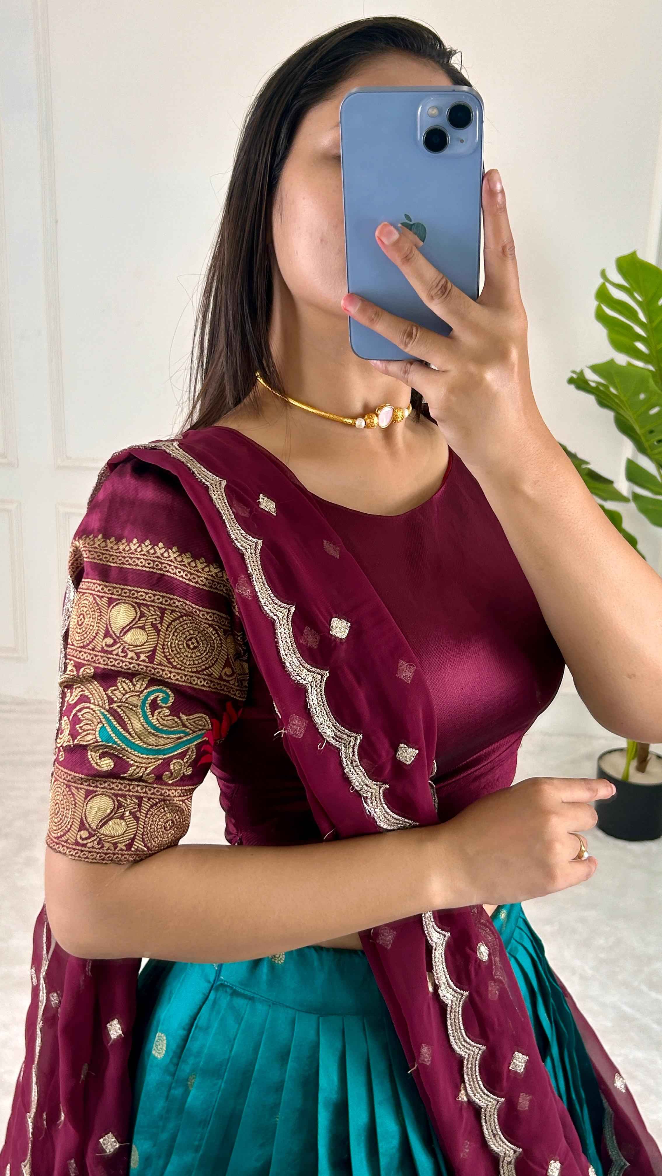 Party Wear Multi Color Jequrd Silk Lehega For Girls
