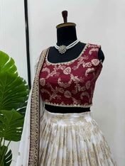 Wedding Wear Multi Color Jequrd Silk Lehenga For Girls