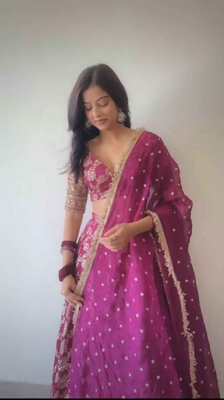 Wedding Wear Pink Color Jequrd Silk Lehenga For Girls