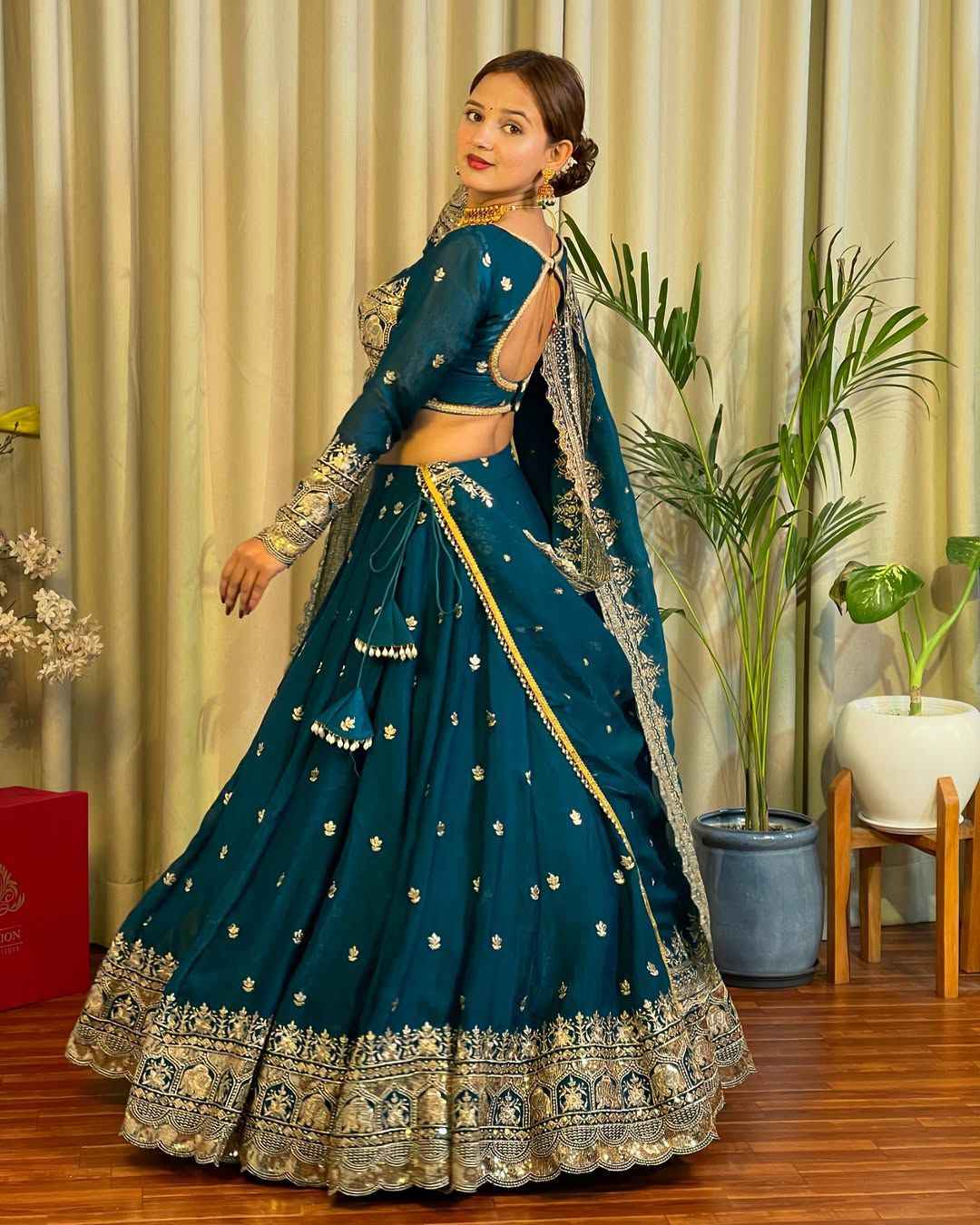 Wedding Wear Blue Color Jimi Choo Lehenga For Bride